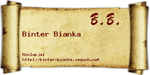 Binter Bianka névjegykártya